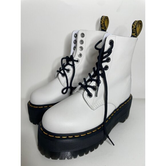 NEW Dr. Martens 1460 Pascal Max White Leather Platform Combat Boots Size 41 US 9 - Picture 3 of 7